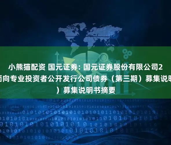 小熊猫配资 国元证券: 国元证券股份有限公司2025年面向专业投资者公开发行公司债券（第三期）募集说明书摘要