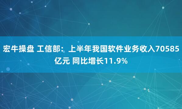 宏牛操盘 工信部：上半年我国软件业务收入70585亿元 同比增长11.9%