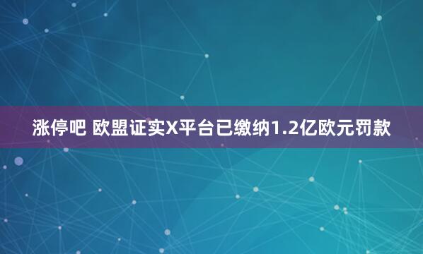 涨停吧 欧盟证实X平台已缴纳1.2亿欧元罚款